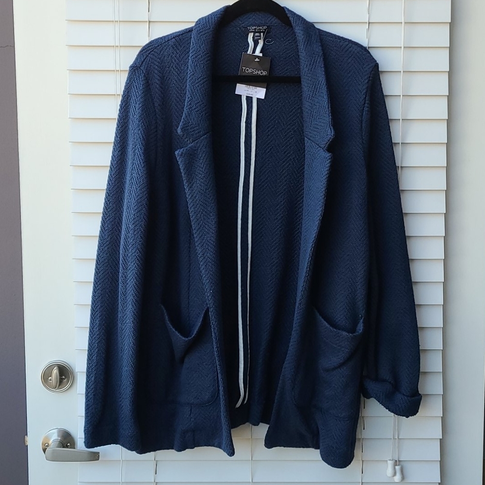 Topshop navy open blazer,  size 12